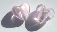2 15mm Pink and Silver Foil Hearts